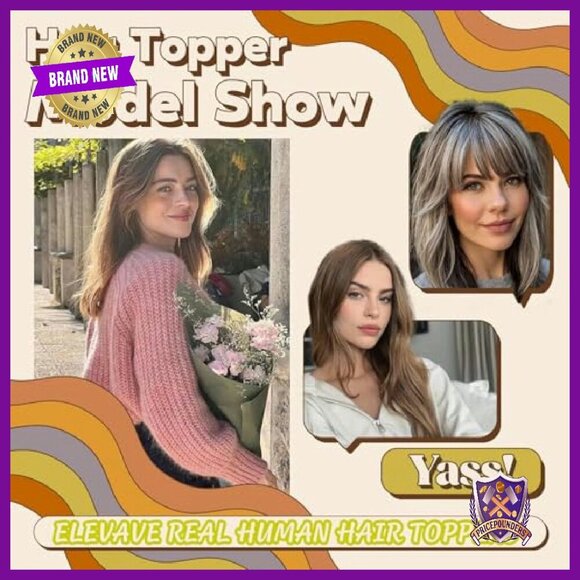 Human Hair Topper with Wispy Bangs for Thinning Hair main image 4